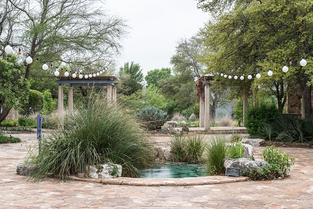 Water feature in a courtyard at the Lady Bird Johnson Wildflower Center, near Austin, TX art print by Carol Highmith for $57.95 CAD
