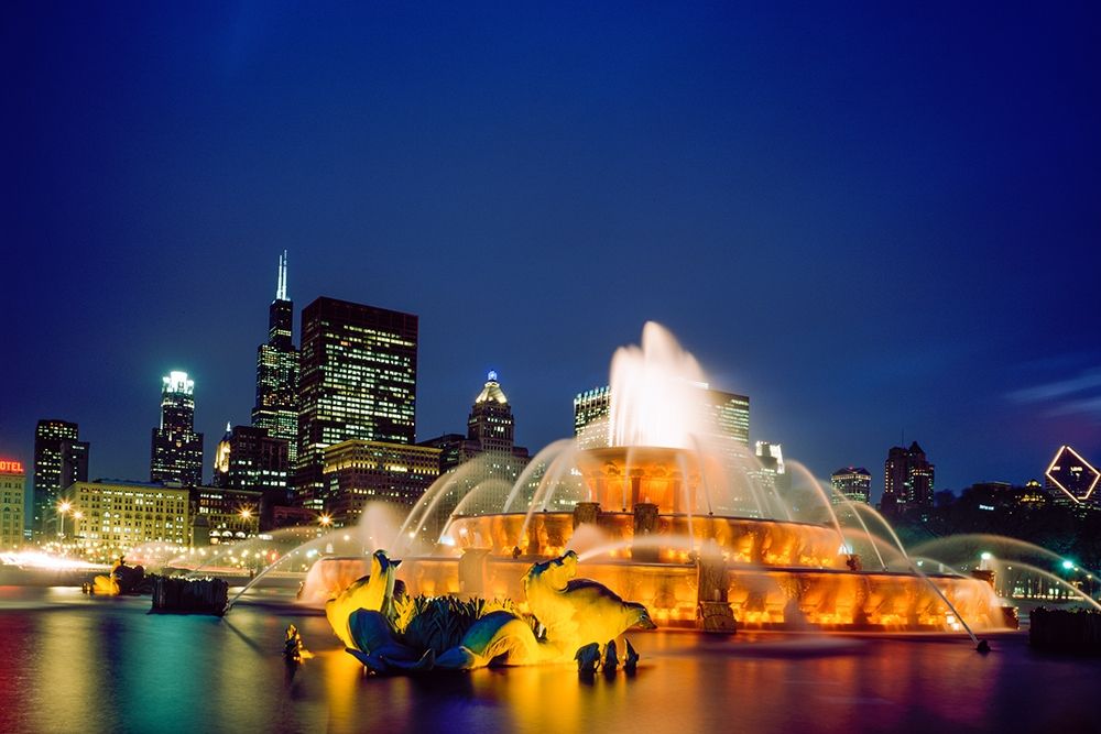 Dusk view of Buckingham Fountain in Chicago Illinois art print by Carol Highsmith for $57.95 CAD