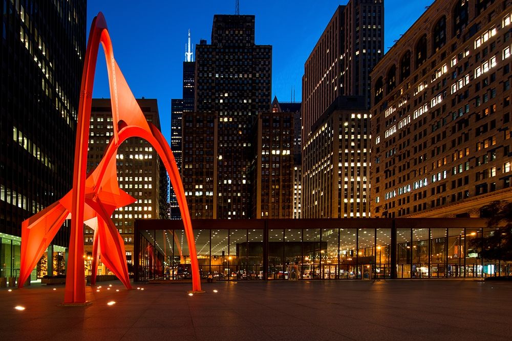 Night view of Chicago Federal Center Chicago Illinois art print by Carol Highsmith for $57.95 CAD