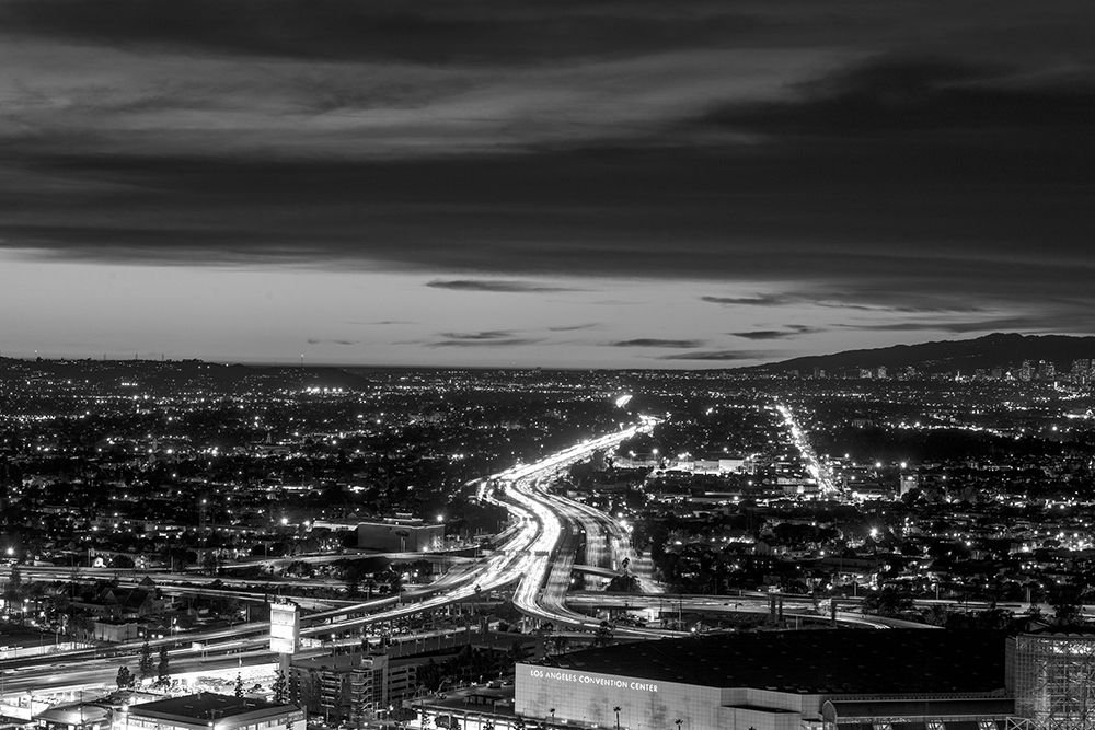 Dusk skyline view of Los Angeles California looking west over the Santa Monica freeway art print by Carol Highsmith for $57.95 CAD