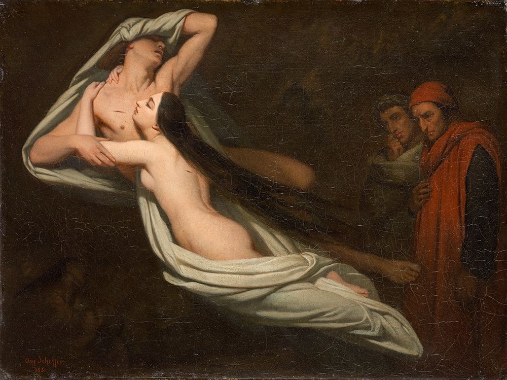 Dante and Virgil Meeting the Shades of Francesca da Rimini and Paolo art print by Ary Scheffer for $57.95 CAD