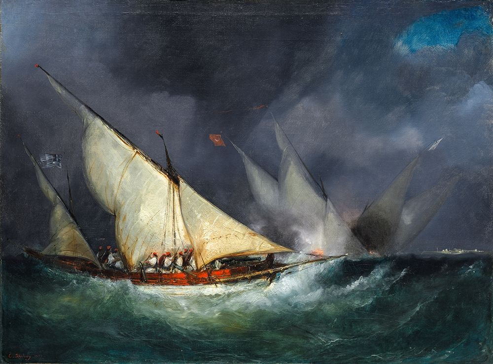 Greek Pirates Attacking a Turkish Vessel art print by France 19th Century for $57.95 CAD