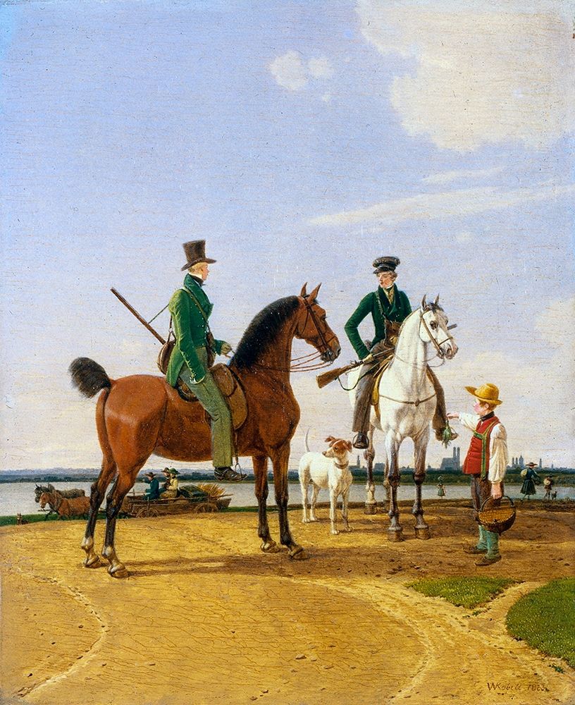 Hunter and Lord at the River Isar with View of Munich art print by Wilhelm von Kobell for $57.95 CAD