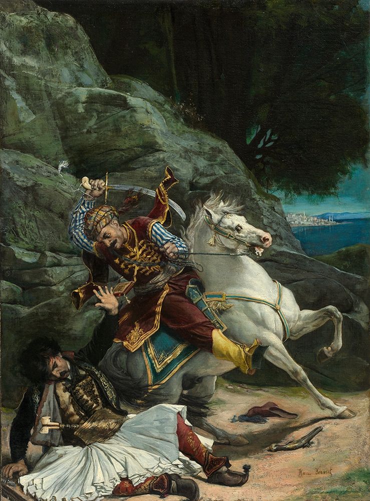 Combat of a Greek and a Turk art print by After Horace Vernet for $57.95 CAD