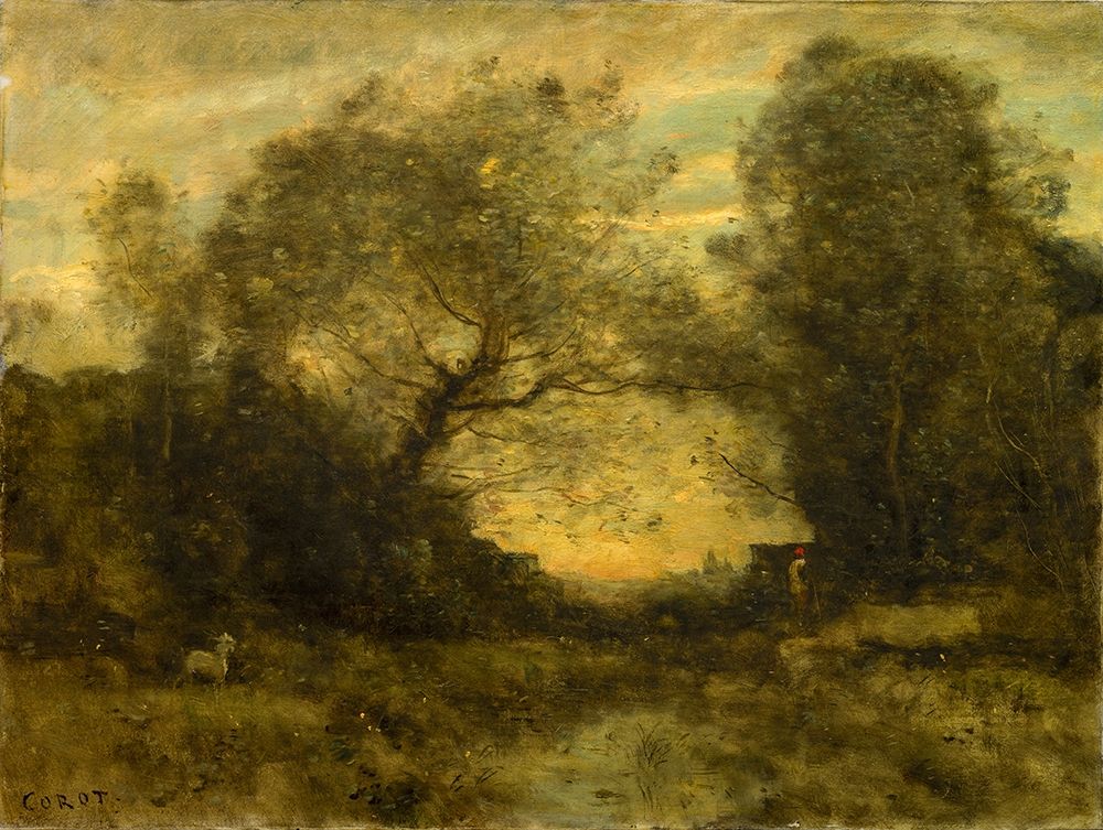 The Pond at the Entrance of the Woods art print by Jean-Baptiste-Camille Corot for $57.95 CAD