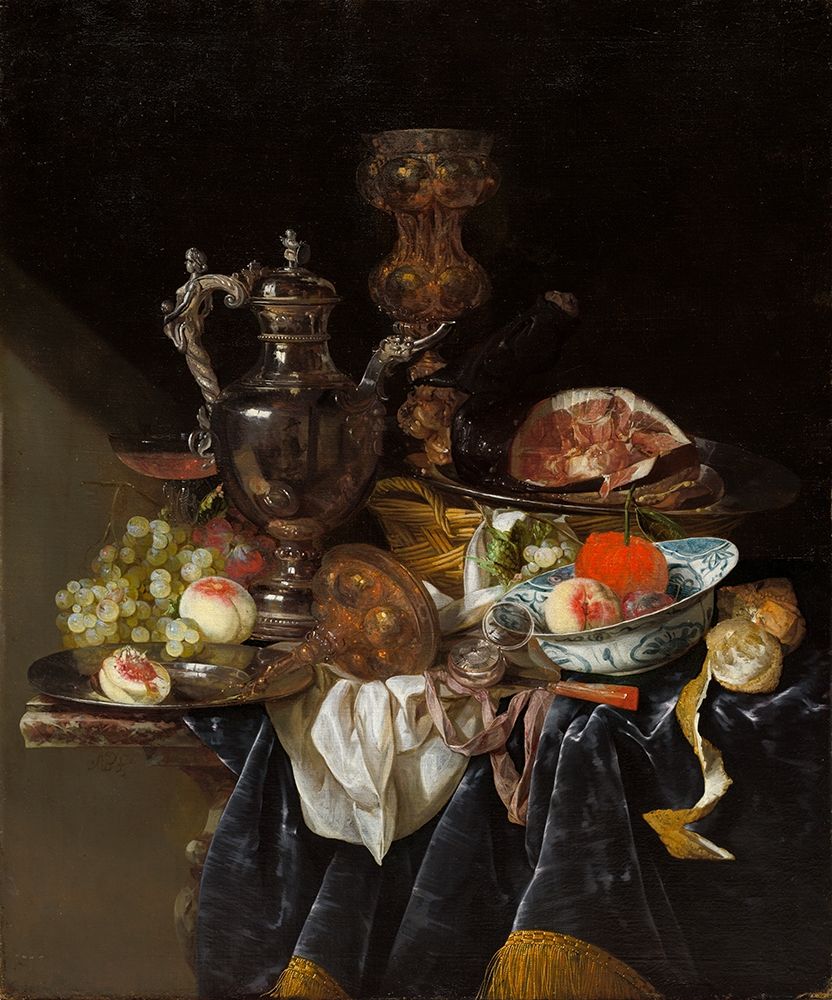 Silver Wine Jug, Ham, and Fruit art print by Abraham van Beyeren for $57.95 CAD