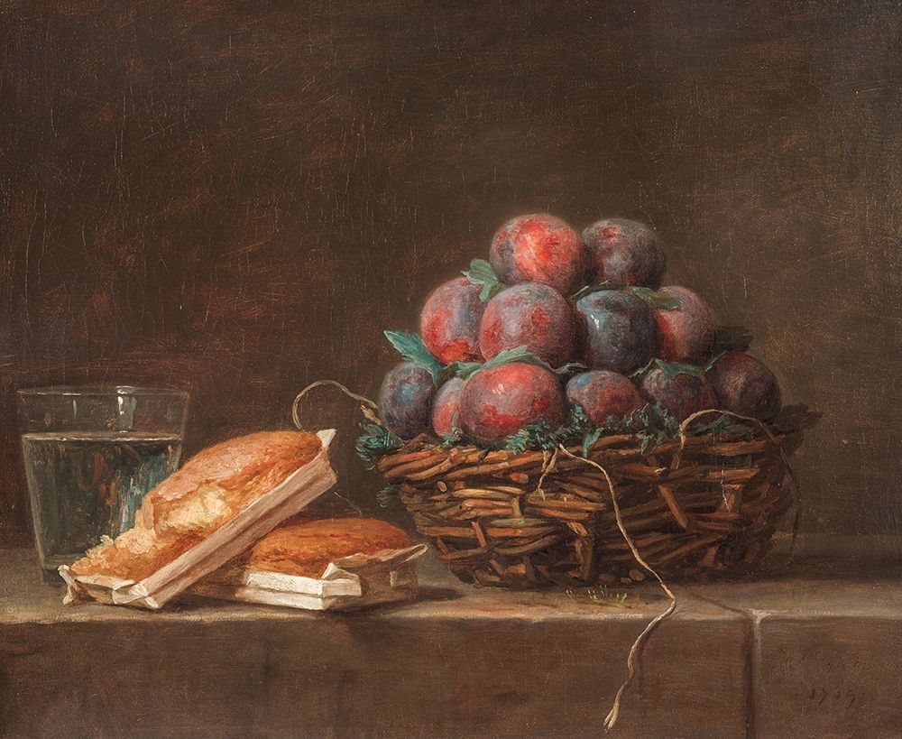 Basket of Plums art print by Anne Vallayer-Coster for $57.95 CAD