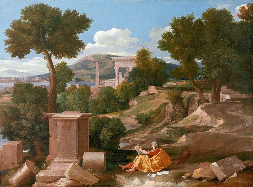 Landscape with Saint John on Patmos 1640 art print by Nicolas Poussin for $57.95 CAD