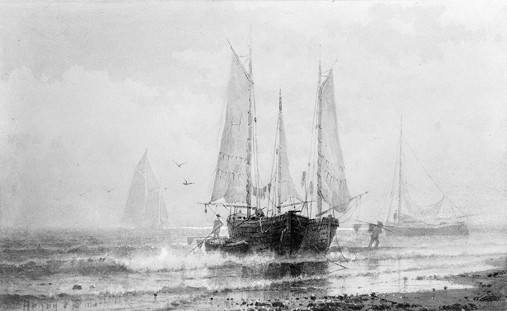 Seascapeâ€”Fishing Boats by the Shore 1875 art print by Henry Pember Smith for $57.95 CAD