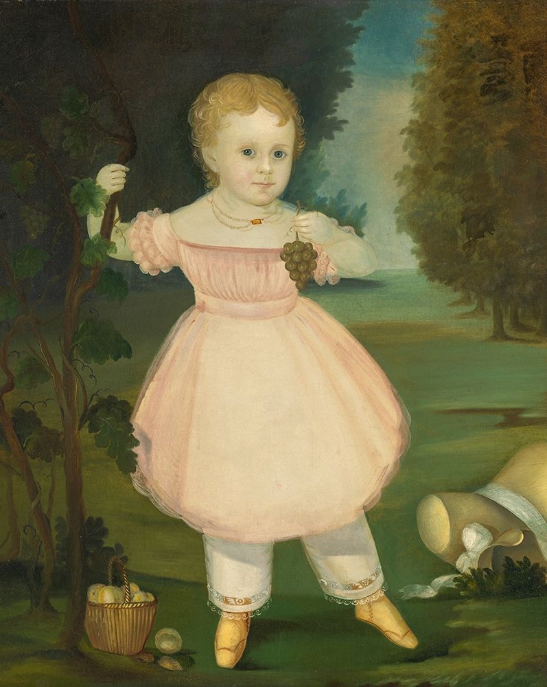 Portrait of a Little Girl Picking Grapes art print by American 1850 for $57.95 CAD