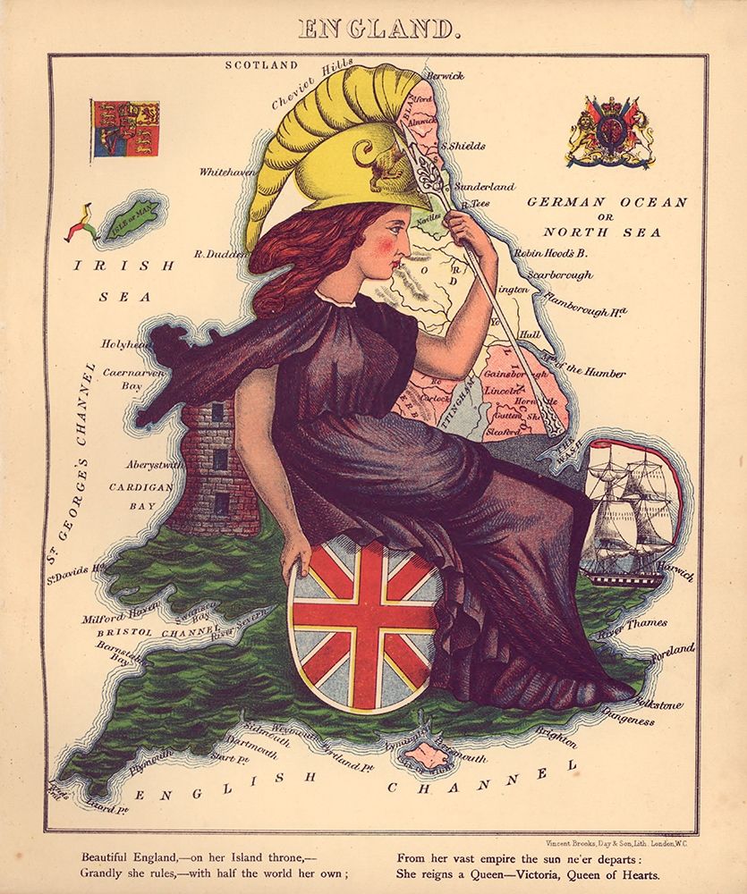 Anthropomorphic Map of England art print by Vintage Maps for $57.95 CAD