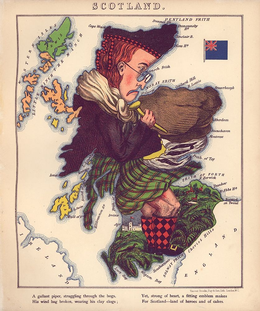 Anthropomorphic Map of Scotland art print by Vintage Maps for $57.95 CAD