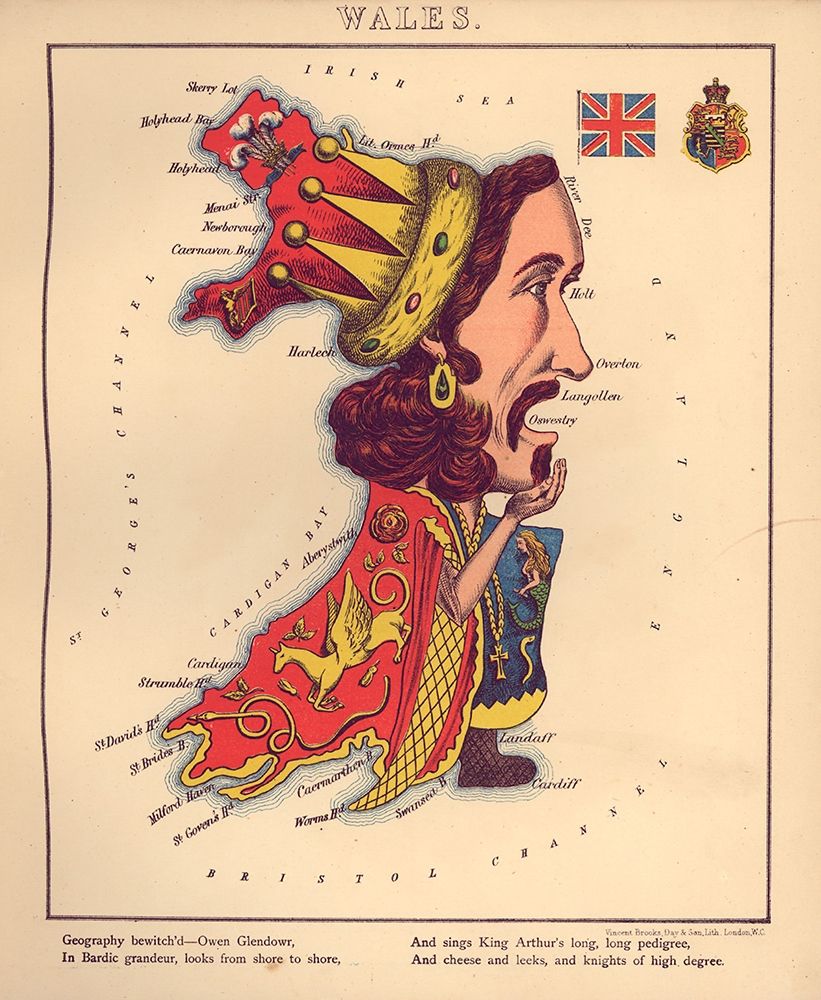 Anthropomorphic Map of Wales art print by Vintage Maps for $57.95 CAD