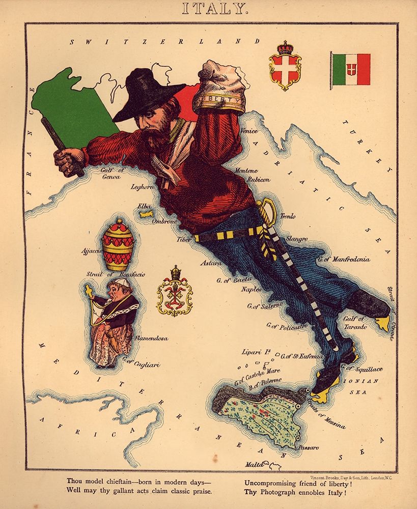 Anthropomorphic Map of Italy art print by Vintage Maps for $57.95 CAD