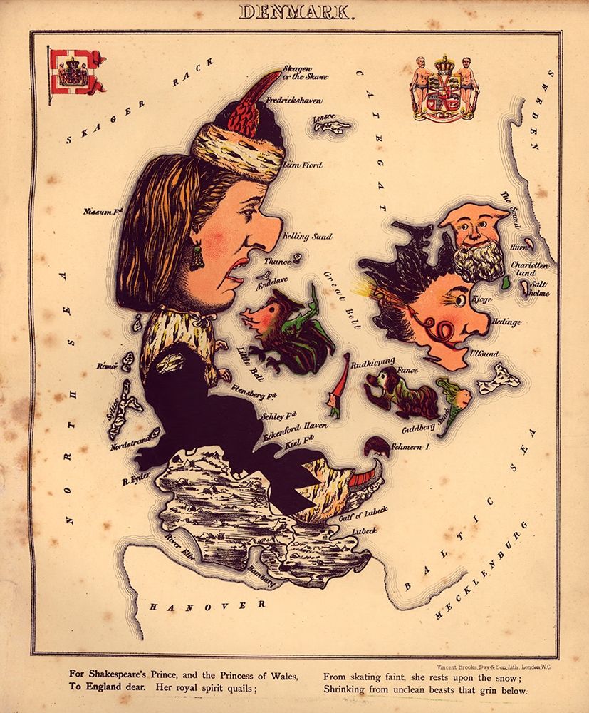 Anthropomorphic Map of Denmark art print by Vintage Maps for $57.95 CAD