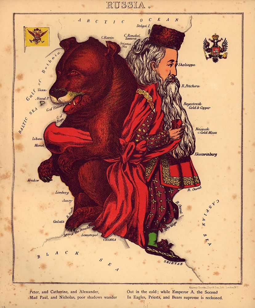 Anthropomorphic Map of Russia art print by Vintage Maps for $57.95 CAD