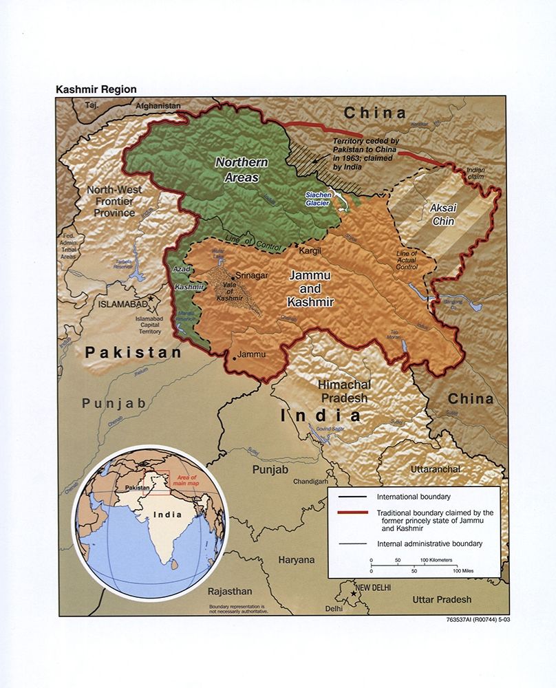 Kashmir-India art print by Vintage Maps for $57.95 CAD