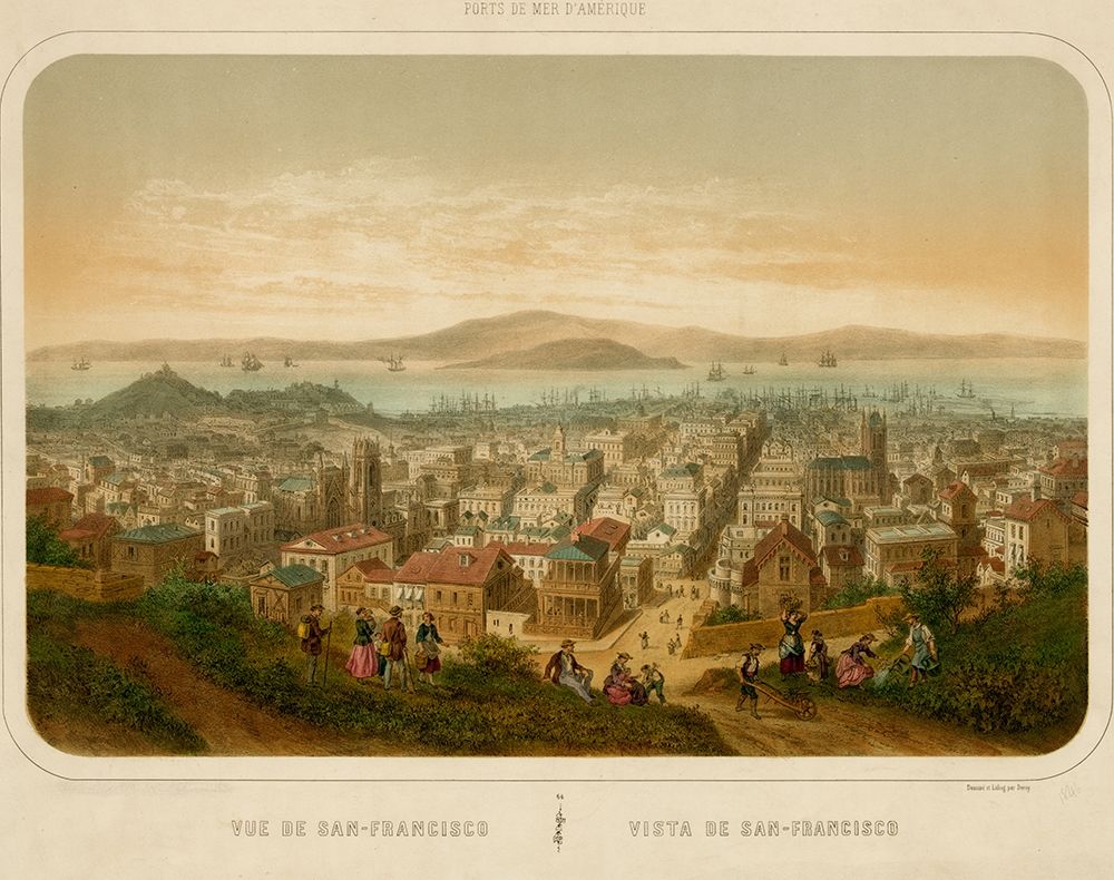 Vue de San Francisco Seaports of America 1860 art print by Vintage Maps for $57.95 CAD