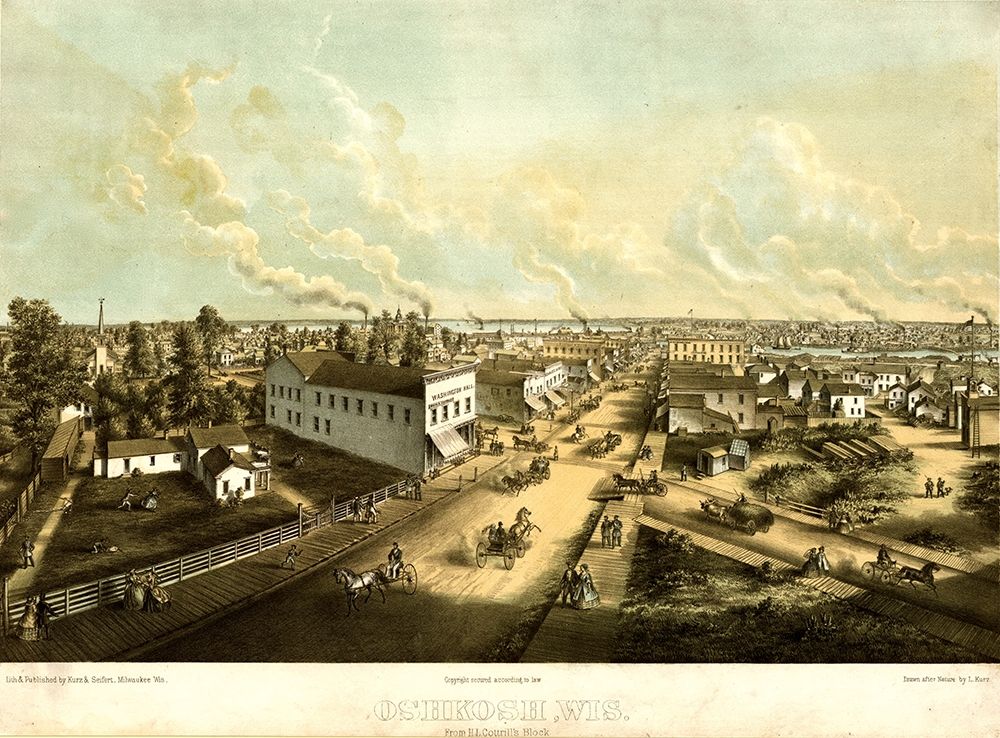 Oshkosh-Wisconsin 1850 art print by Vintage Maps for $57.95 CAD