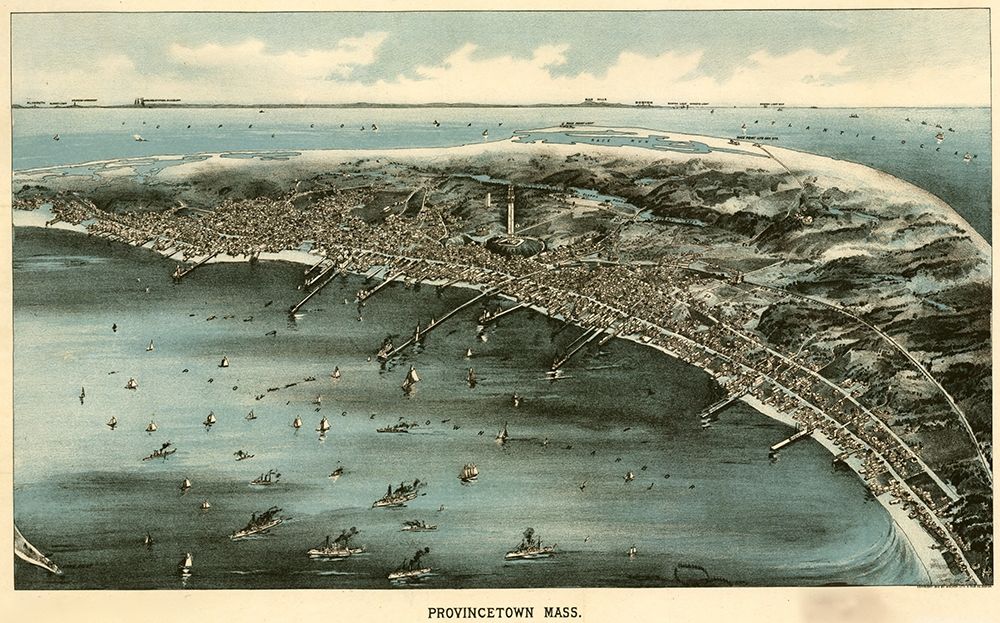 Harbor with ships at Provincetown-Massachusetts 1910 art print by Vintage Maps for $57.95 CAD