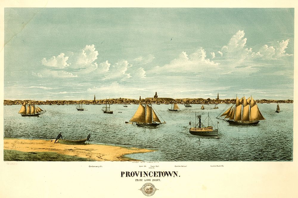 Harbor with ships at Provincetown-Massachusetts 1877 art print by Vintage Maps for $57.95 CAD