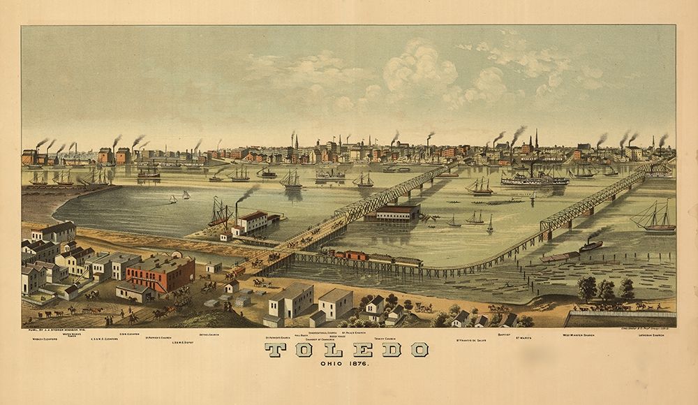 Toledo-Ohio 1876 art print by Vintage Maps for $57.95 CAD