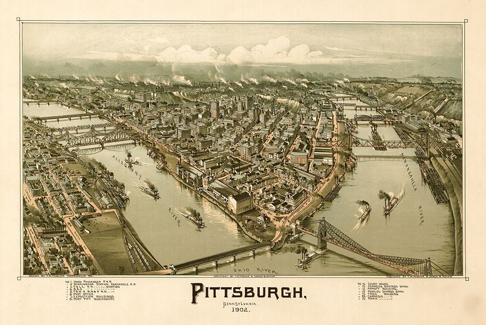 Pittsburgh-Pa 1902 art print by Vintage Maps for $57.95 CAD