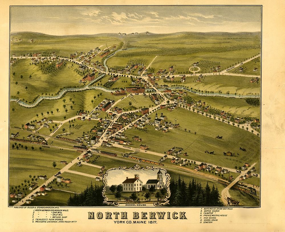North Berwick-Maine 1877 art print by Vintage Maps for $57.95 CAD