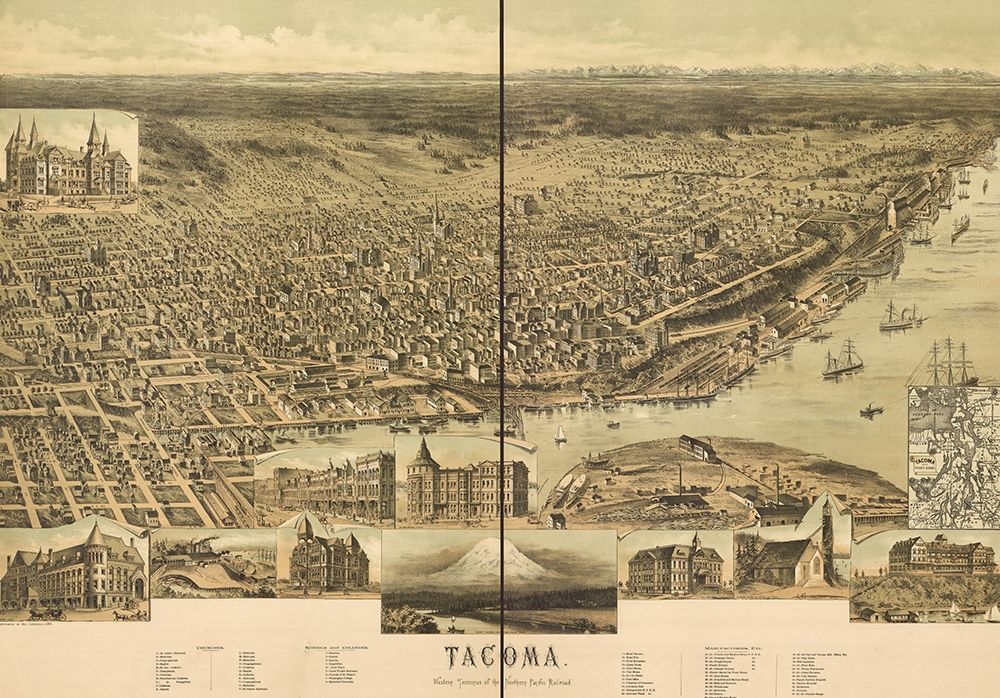 Tacoma-Washington 1890 art print by Vintage Maps for $57.95 CAD