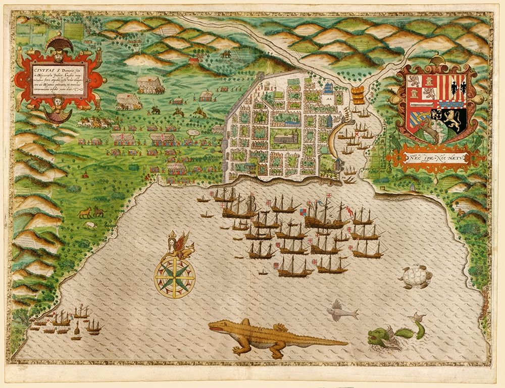 Voyages of Sir Francis Drake 1589 art print by Vintage Maps for $57.95 CAD