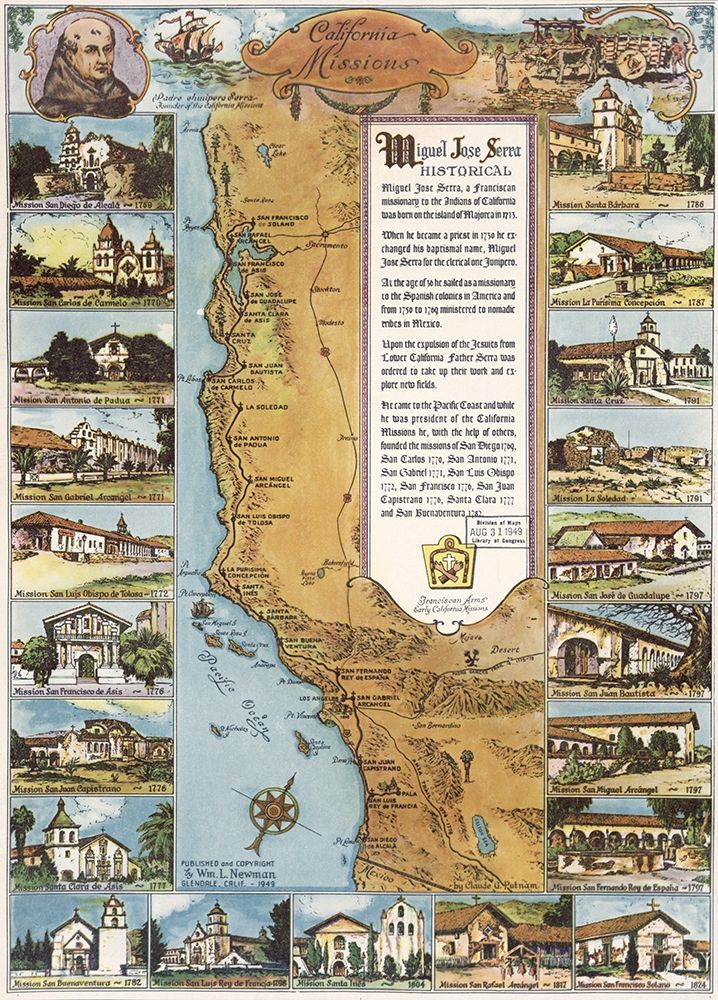 California Missions art print by Vintage Maps for $57.95 CAD