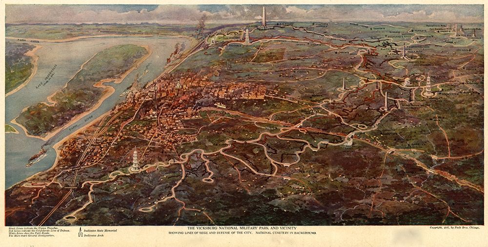 Vicksburg National Park and Battlefield 1925 art print by Vintage Maps for $57.95 CAD