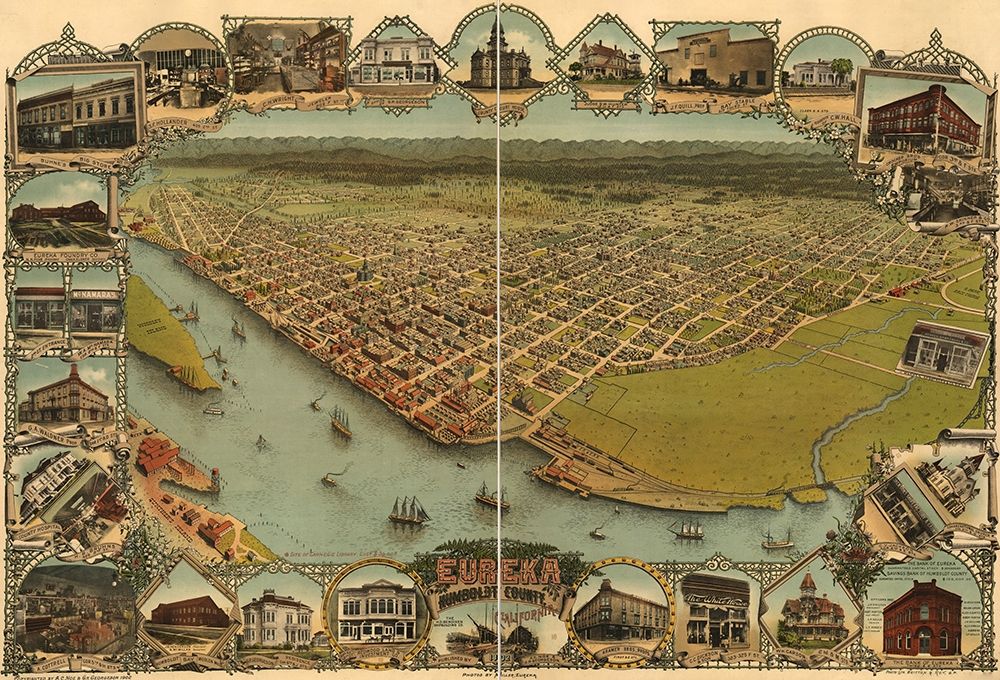 Eureka-Humboldt County-California. 1902 art print by Vintage Maps for $57.95 CAD