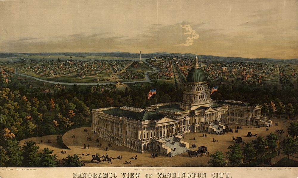 View of Capitol in Washington-DC 1853 art print by Vintage Maps for $57.95 CAD