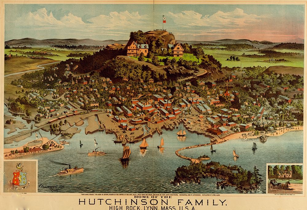 Home of the Hutchinson Family in Lynn-Massachusetts 1881 art print by Vintage Maps for $57.95 CAD