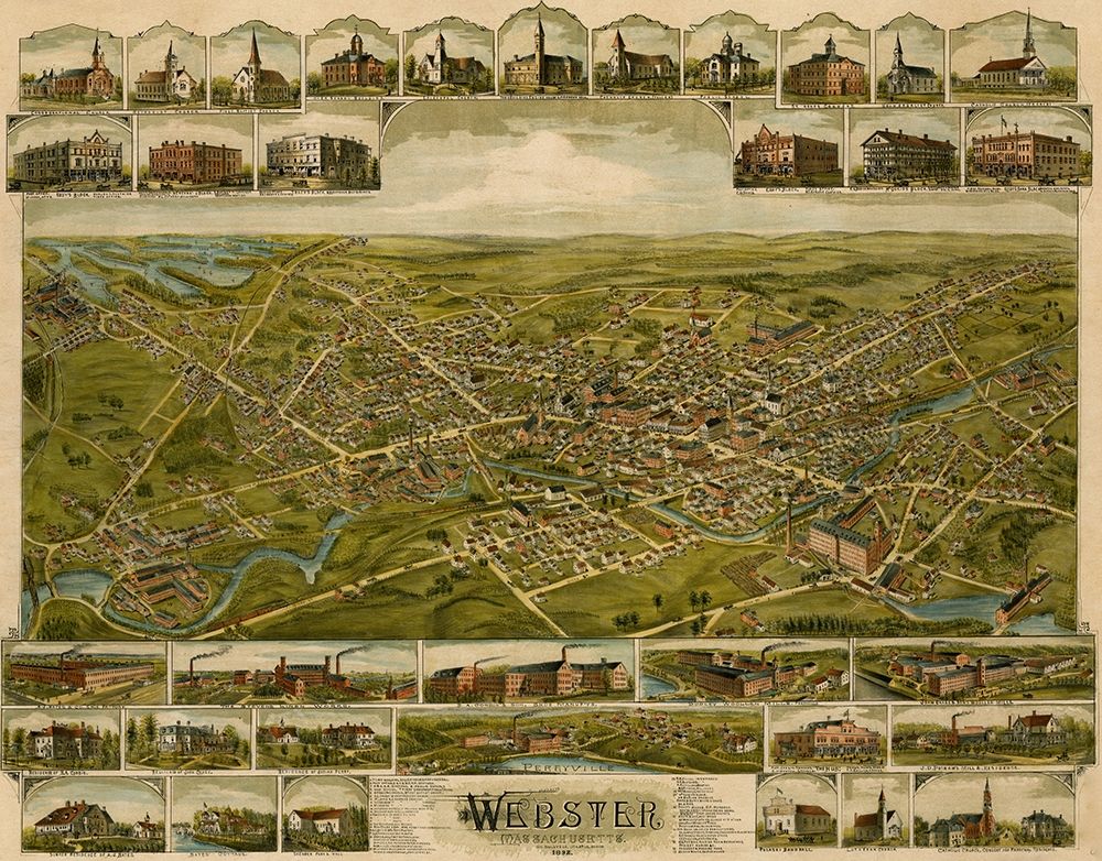 Webster-Massachusetts 1892 art print by Vintage Maps for $57.95 CAD