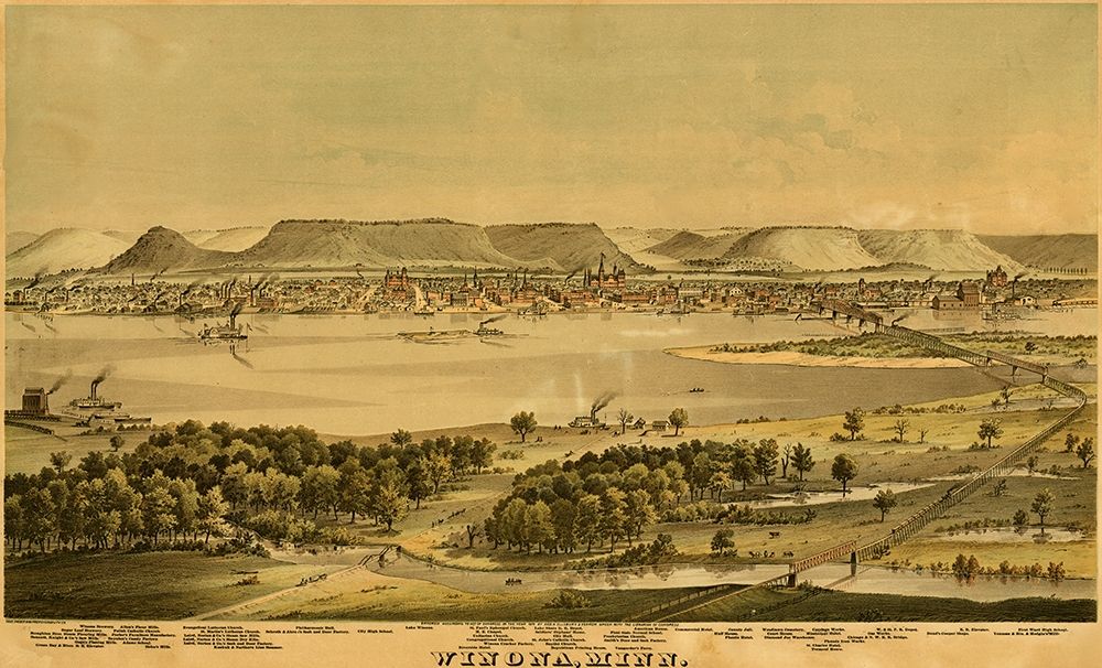 Winona-Minnesota 1874 art print by Vintage Maps for $57.95 CAD