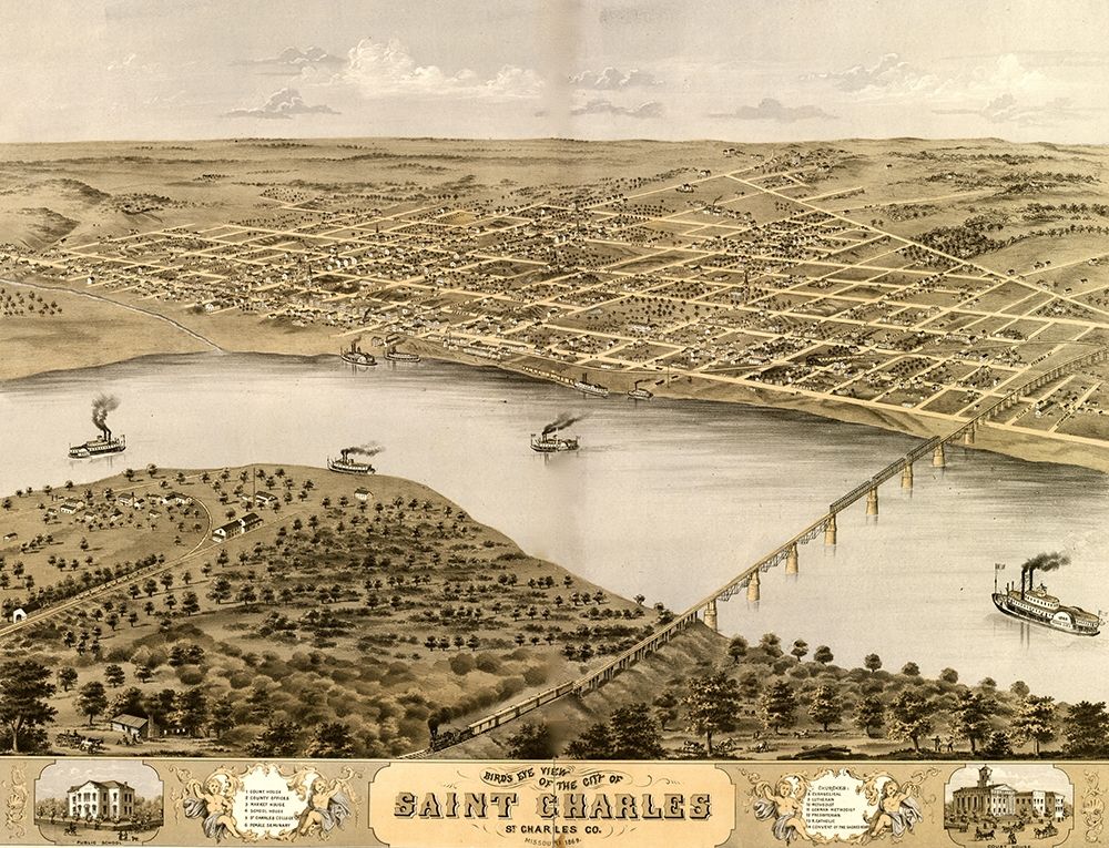 St. Charles-Missouri 1869 art print by Vintage Maps for $57.95 CAD