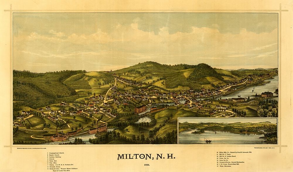 Milton-New Hampshire 1888 art print by Vintage Maps for $57.95 CAD
