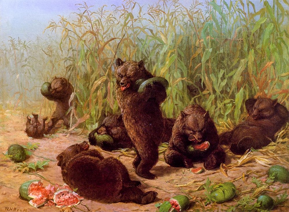 Bears in the Watermelon Patch art print by William Holbrook Beard for $57.95 CAD