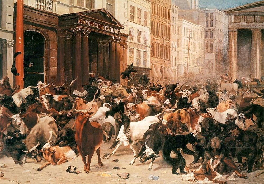 Bulls and Bears in the Market art print by William Holbrook Beard for $57.95 CAD