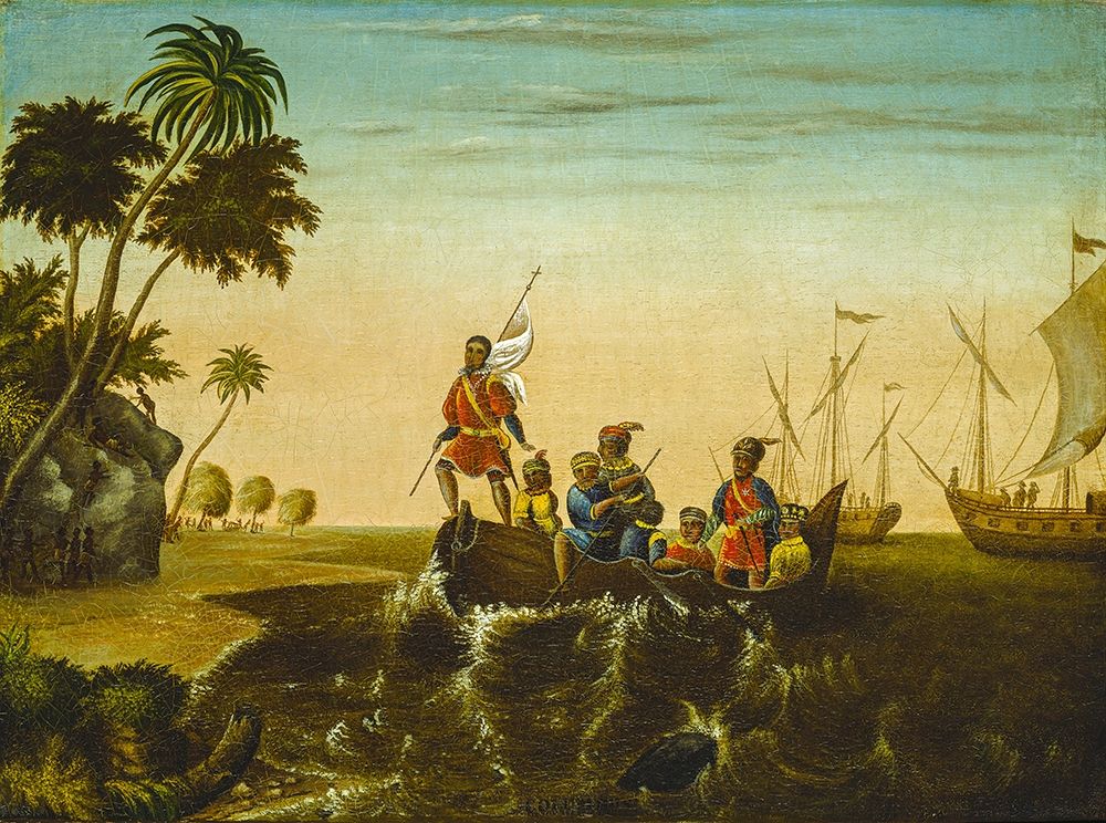 The Landing of Columbus art print by Edward Hicks for $57.95 CAD