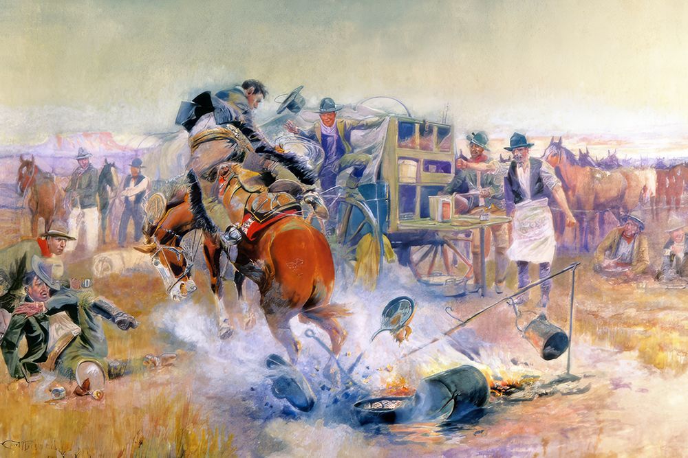 Bronc to Breakfast art print by Charles Marion Russell for $57.95 CAD
