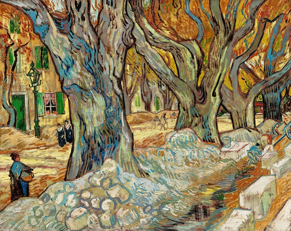 The Large Plane Trees (Road Menders at Saint-Rémy) (1889) art print by Vincent Van Gogh for $57.95 CAD