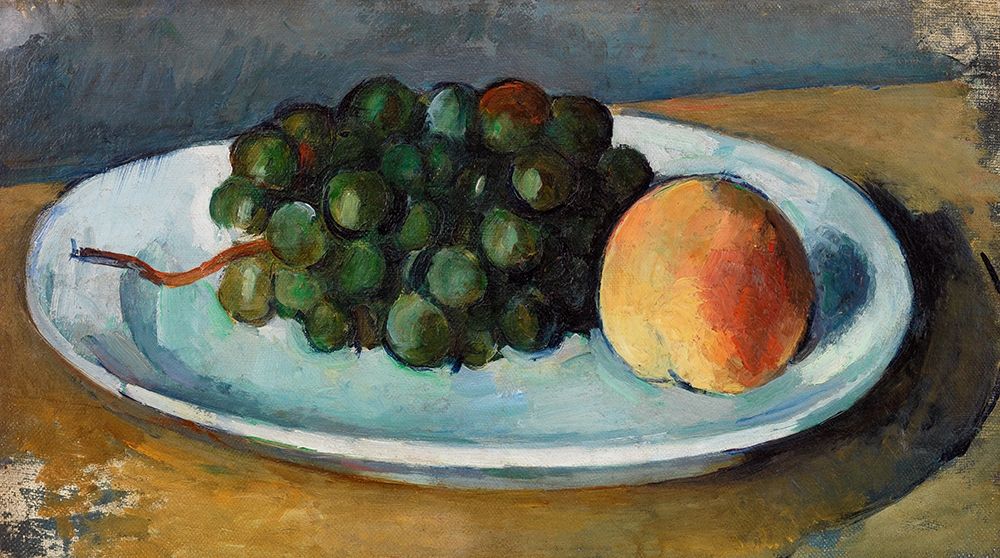 Grapes and Peach on a Plate art print by Paul Cezanne for $57.95 CAD
