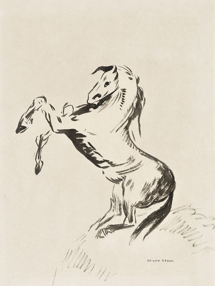 Jumping Horse on Clouds (Pegasus) art print by Odilon Redon for $57.95 CAD