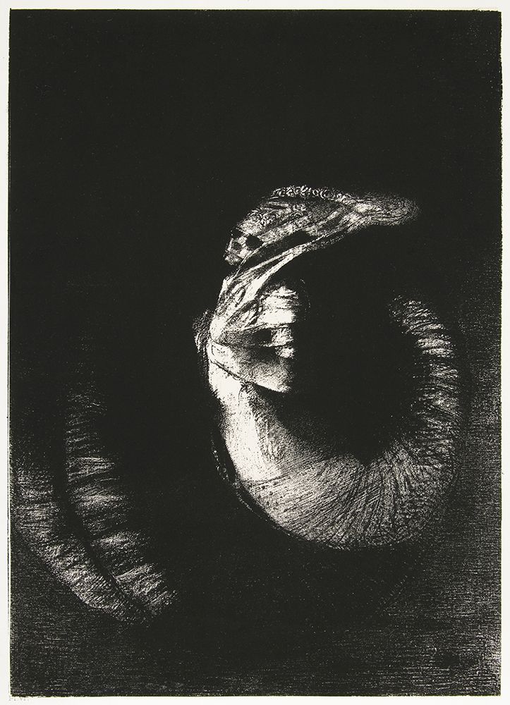 It Is a Skull, Crowned with Roses. It Dominates a Womanâ€™s Pearlyâ€“White Torso art print by Odilon Redon for $57.95 CAD