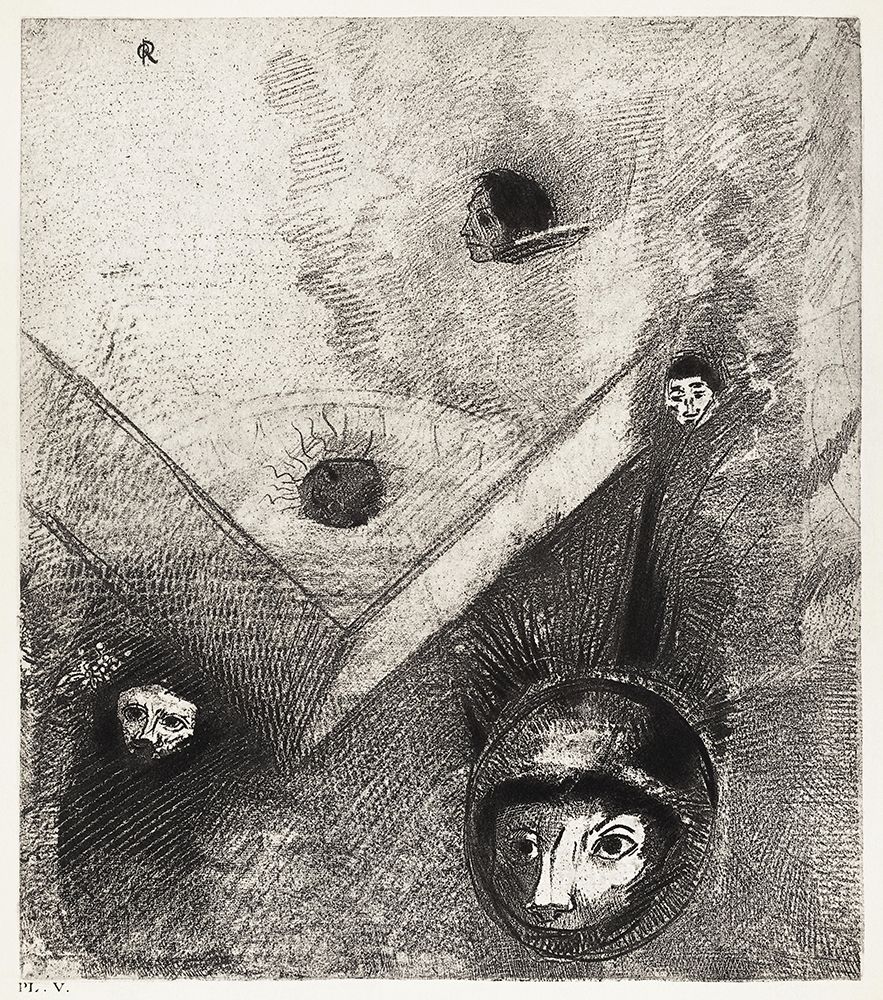 On Backdrop of Our Nights God with His Knowing Finger Traces a Multiform Implacable Nightmare art print by Odilon Redon for $57.95 CAD