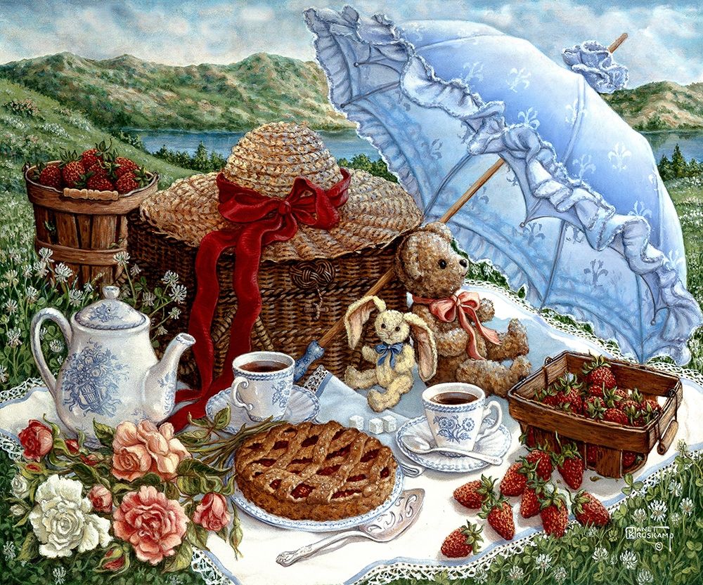Blue Parasol art print by Janet Kruskamp for $57.95 CAD