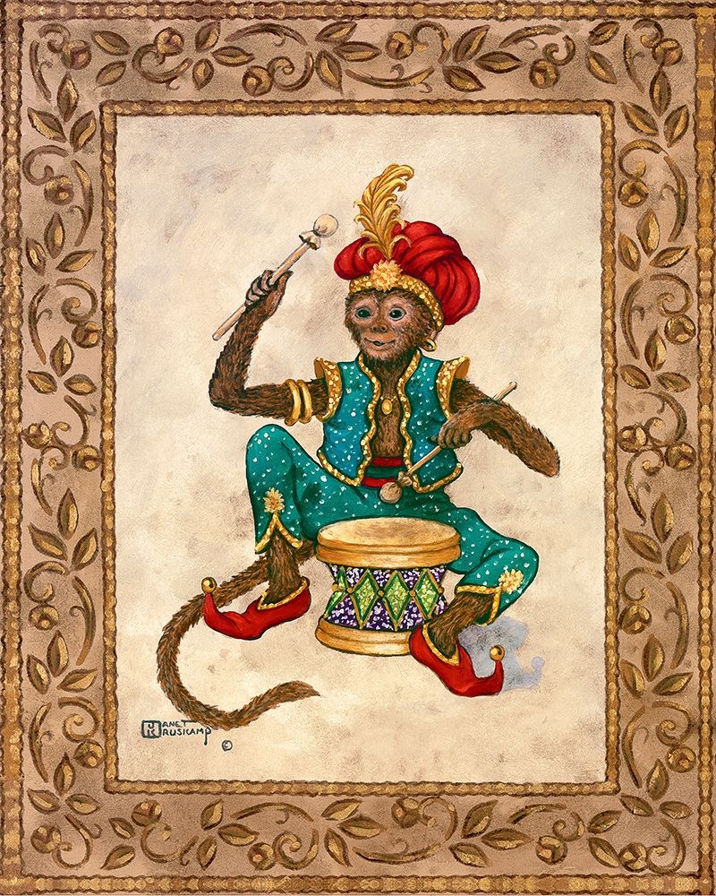 Monkey with Drum art print by Janet Kruskamp for $57.95 CAD